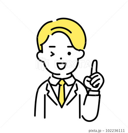 かわいい人物のイラストシリーズ _ 男性のオフィスワーカー _ 指差し かわいい人物のイラストシリーズ _ 男性のオフィスワーカー _ 指差し 102236111