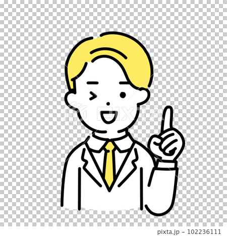 かわいい人物のイラストシリーズ _ 男性のオフィスワーカー _ 指差し かわいい人物のイラストシリーズ _ 男性のオフィスワーカー _ 指差し 102236111