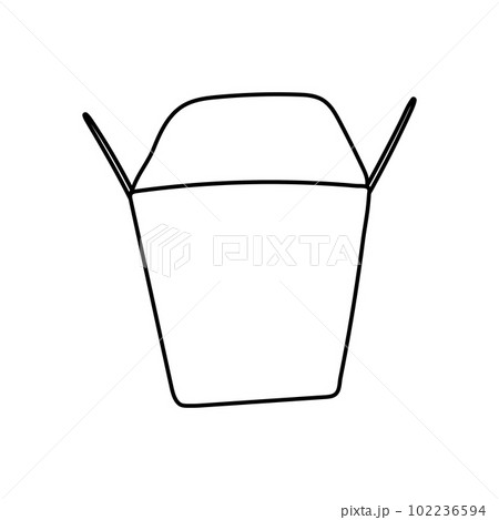 Vector doodle illustration of take away chinese wok box isolated 102236594