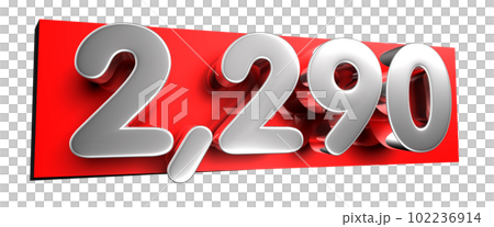 White number 2290 over a red text box 3D. 102236914