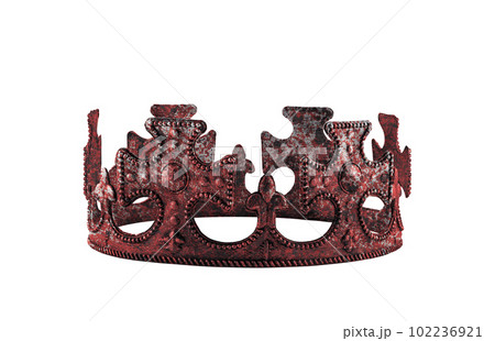 King or Queen's old crown in red blood isolated on white background with clipping path King or Queen's old crown in red blood isolated on white background with clipping path 102236921
