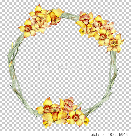 Summer flowers wreath,watercolor illustration for cards,backgrounds. Watercolor illustration for scrapbooking. Cartoon hand drawn background with flower for kids design.Perfect for wedding invitation. 102236945