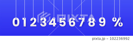 Numbers hanging on ropes or threads. Vector 102236992