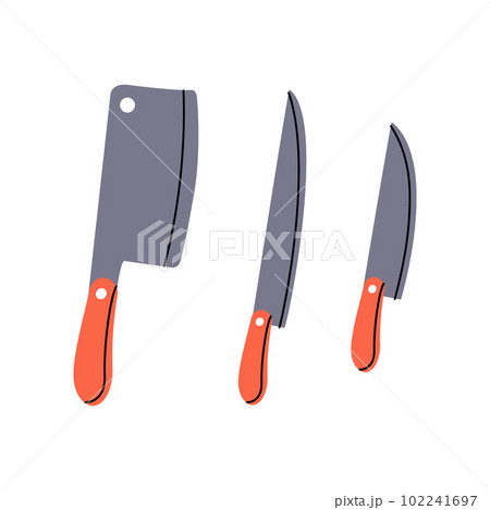 Knife set icon. Kitchen utensils silhouette. Vector illustration. Knife set icon. Kitchen utensils silhouette. Vector illustration. 102241697