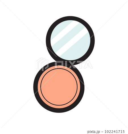 Face cosmetic makeup powder, round plastic case with mirror icon. Makeup and beauty tools silhouette. Vector illustration. Face cosmetic makeup powder, round plastic case with mirror icon. Makeup and beauty tools silhouette. Vector illustration. 102241715