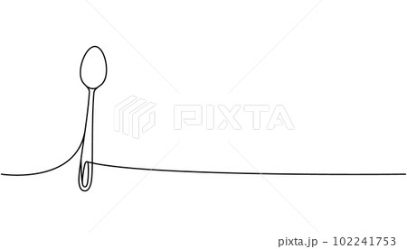 Kitchen spoon one line continuous drawing. Kitchen tools continuous one line illustration. Vector minimalist linear illustration. 102241753