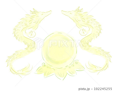 水晶玉と二匹の金龍 102245255
