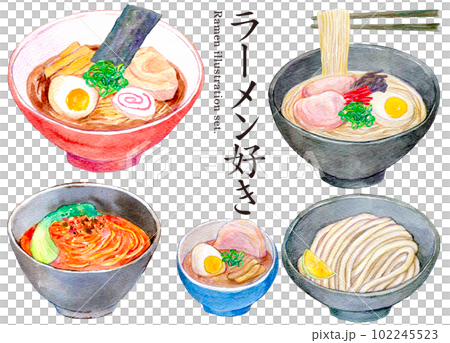 ラーメン　水彩イラストセット　手描き 102245523