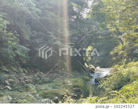 高千穂、後光がさした神秘的なパワースポットである岩戸 102245527