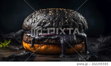 burnt hamburger