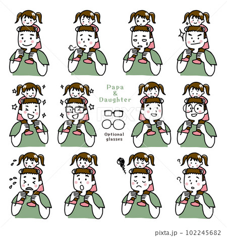 かたぐるまの父と娘　表情セット 102245682