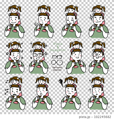 かたぐるまの父と娘　表情セット 102245682