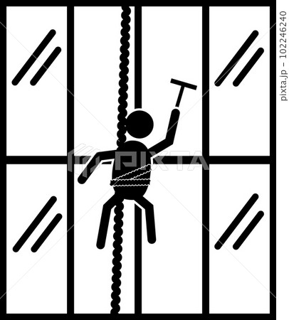 windows cleaner of high building icon. Window cleaner sign. cleaning a window symbol. flat style. 102246240