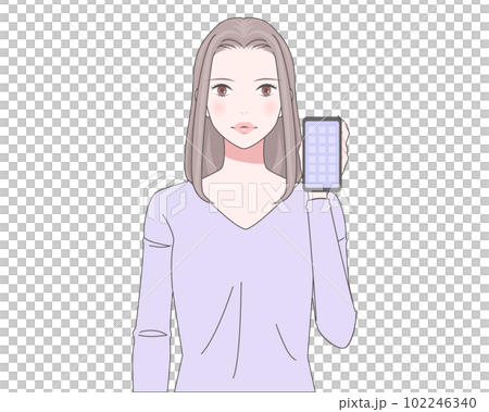 一個女人用智能手機的插圖 102246340