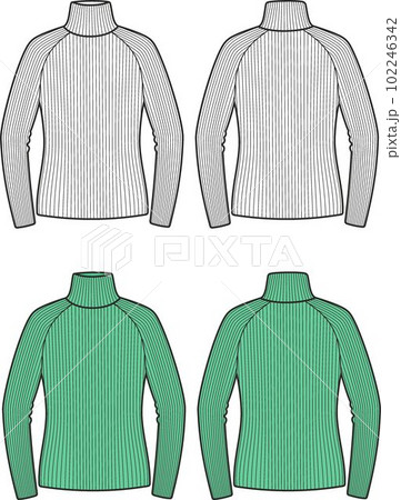 Womens knitted turtleneck. Front and back. 102246342