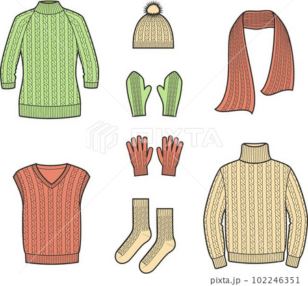 Knitted sweater and accessories. Fashion CAD. 102246351