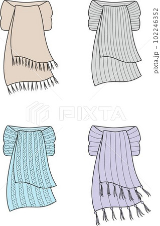 Set of knitted scarf. Fashion CAD. Set of knitted scarf. Fashion CAD. 102246352