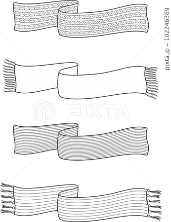 Set of knitted scarf. Fashion CAD.のイラスト素材 [102246369] - PIXTA