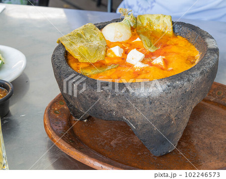 Close up shot of a mexican style hot pot 102246573