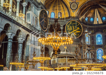 Hagia Sophia Hagia Sofia, Ayasofya interior in Istanbul, Turkey, Byzantine architecture, city landmark and architectural world wonder. Turkiye Hagia Sophia Hagia Sofia, Ayasofya interior in Istanbul, Turkey, Byzantine architecture, city landmark and architectural world wonder. Turkiye 102246678
