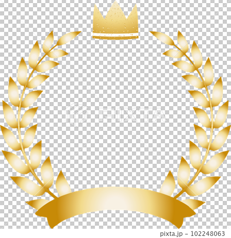 Beautiful laurel wreath and crown simple golden frame illustration 102248063