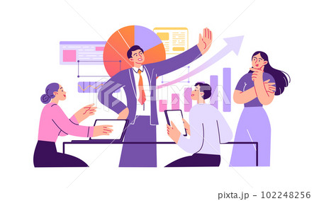 Group of people at work listening to their team leader 102248256