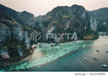 tropical island view in summer, seaside vacation in summer tropical island view in summer, seaside vacation in summer 102249080