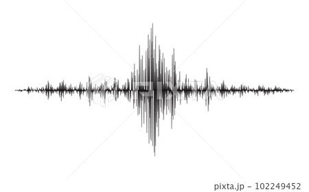 Earthquake seismograph wave, seismic frequency graph of seismometer, vector amplitude waveform. Earthquake magnitude frequency or seismograph wave of seismic vibration and amplitude wave diagram 102249452