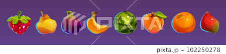 Cartoon set of casino fruit icons 102250278