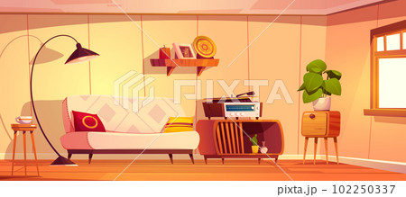 Retro style living room interior design 102250337