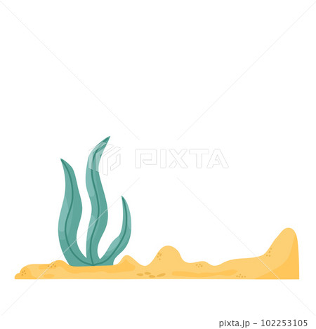 Underwater bottom. Sand and seaweed. Vector cartoon illustration. Underwater bottom. Sand and seaweed. Vector cartoon illustration. 102253105