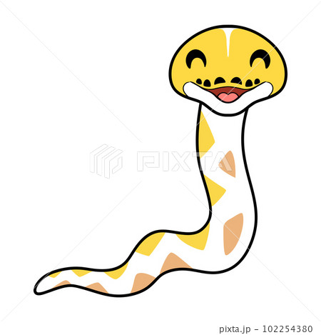 Cute amelanistic reticulated python cartoon 102254380