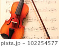 楽譜とミニチュアバイオリン 102254577