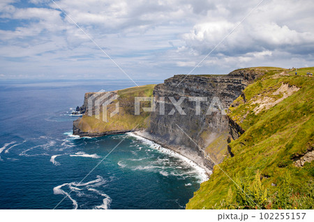 Spectacular Cliffs of Moher are sea cliffs located at the southwestern edge of the Burren region in County Clare, Ireland. Wild Atlantic way 102255157