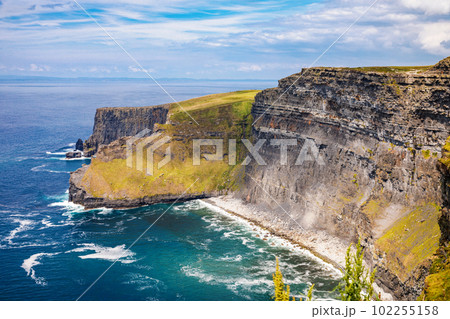 Spectacular Cliffs of Moher are sea cliffs located at the southwestern edge of the Burren region in County Clare, Ireland. Wild Atlantic way 102255158