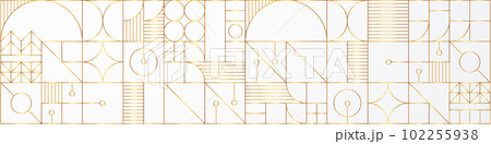 White gold Geometric pattern. Modern abstract bauhaus seamless background 102255938