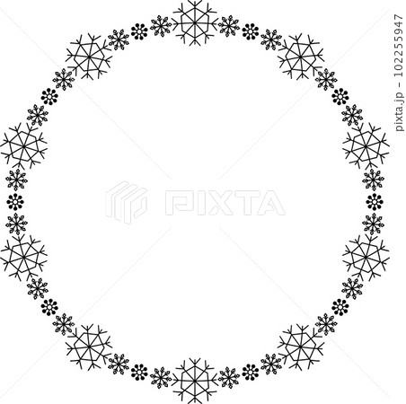 Snowflake circle frame. Winter snowflake round border. 102255947