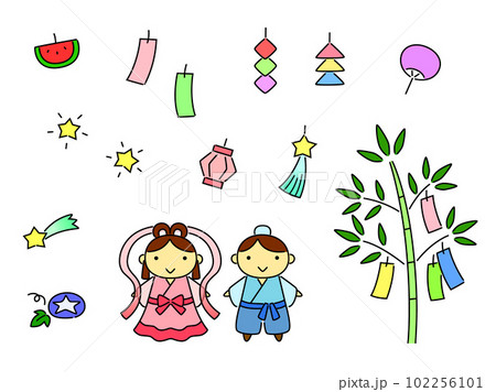 シンプルな七夕のイラストセット 102256101