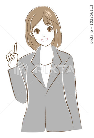 スーツの女性2023・指さし 102256113