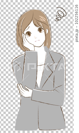 スーツの女性2023・悩む スーツの女性2023・悩む 102256116