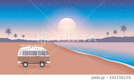 secret paradise beach summer holiday with camper van 102256128