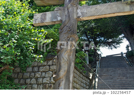 品川神社の石鳥居の龍【東京都品川区】 102256457