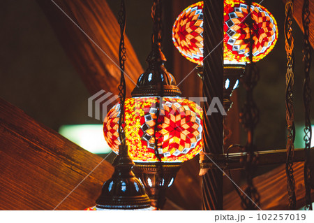 patterned lamp hanging from glass patterned lamp hanging from glass 102257019