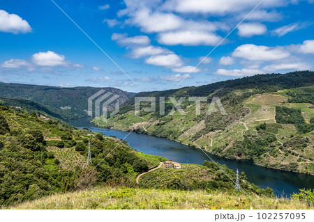 View of Canyon del Sil from Cristosende in Parada de Sil in Galicia, Spain, Europe View of Canyon del Sil from Cristosende in Parada de Sil in Galicia, Spain, Europe 102257095