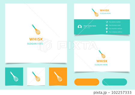 Whisk logo design with editable slogan. Branding book and business card template. 102257333
