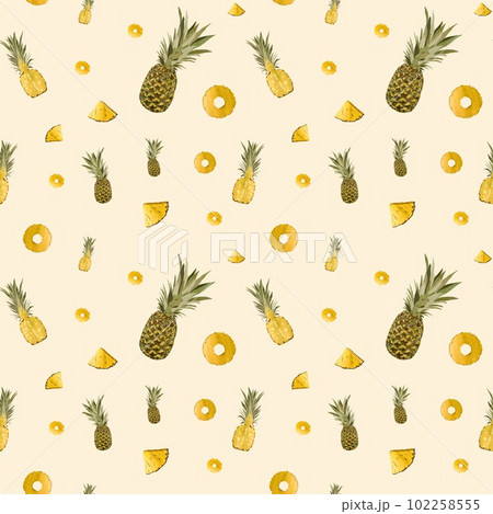Pineapple yellow fruit a beige pattern watercolor 102258555