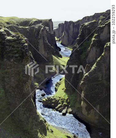 Fjadrargljufur Canyon in Iceland. High Quality Photo during mid-morning. Fjadrargljufur Canyon in Iceland. High Quality Photo during mid-morning. 102259293