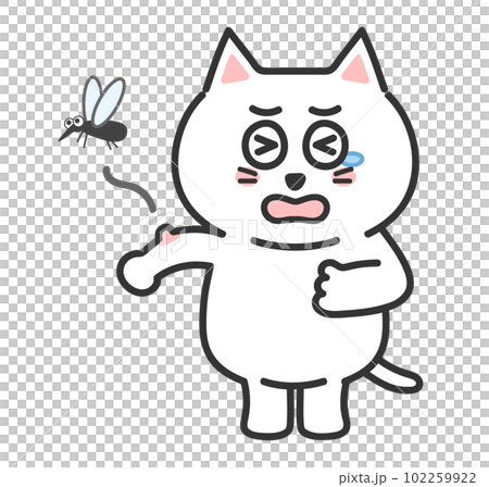 貓被蚊子咬的擬人化插畫 貓被蚊子咬的擬人化插畫 102259922