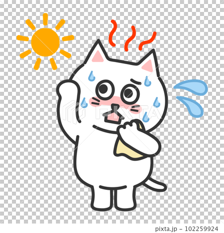 中暑貓擬人化插畫 中暑貓擬人化插畫 102259924