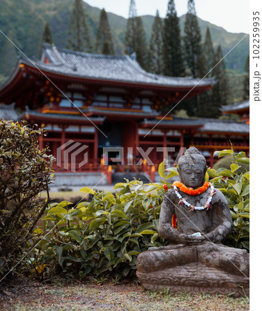 Byodo-In Temple on Oahu, Hawaii. High quality photo. Buddhist Temple. 102259935